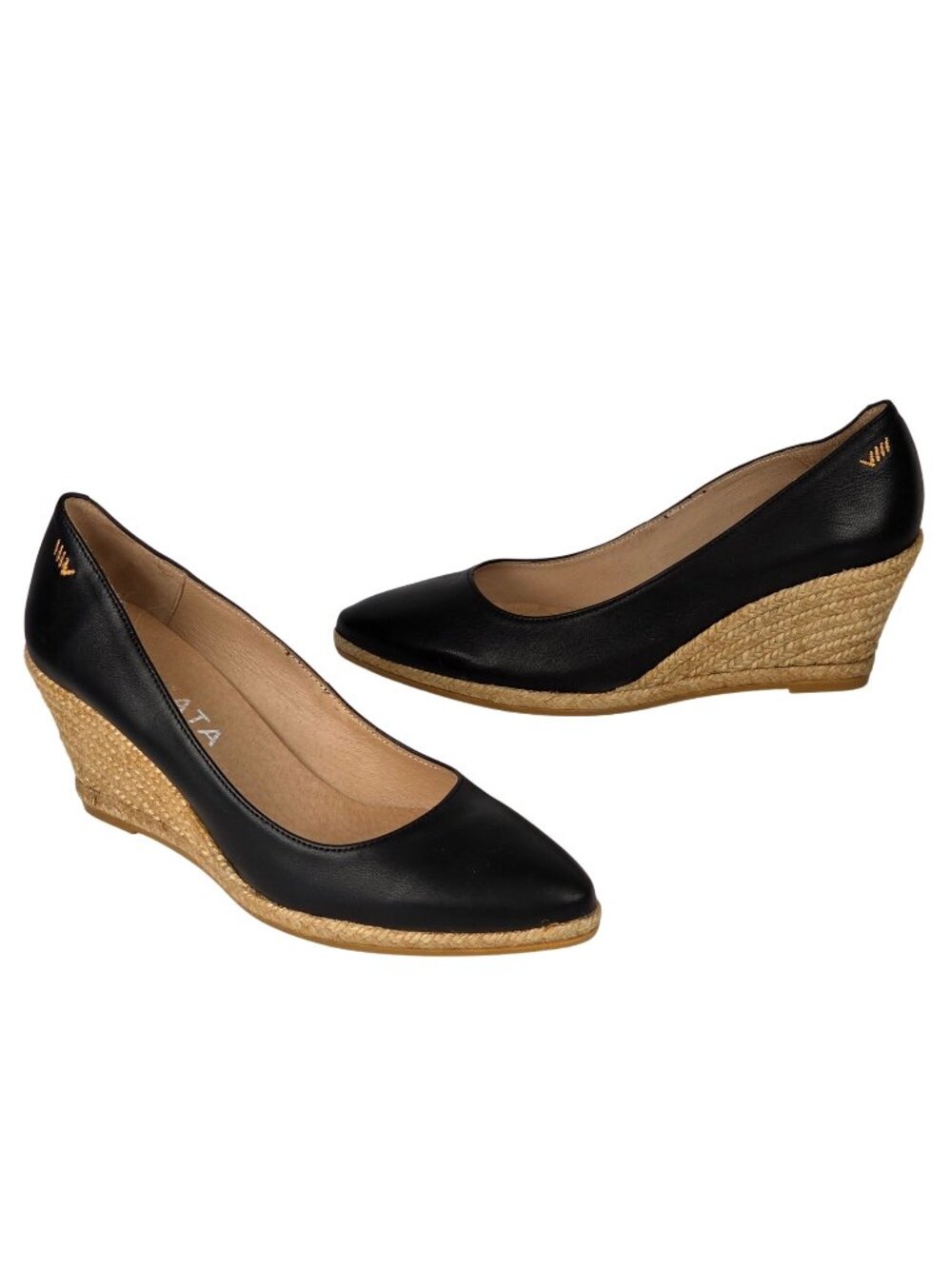 Viscata Black Espadrille Wedge Heels Size 40 Made In Spain